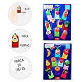 2 Set - 20 Parça Tox Meyveler ve Sebzeler Parmak Kukla T104 T105