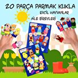 2 Set - 20 Parça Tox Evcil Hayvanlar ve Aile Bireyleri Parmak Kukla T77-1 T75-2