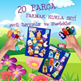 2 Set - 20 Parça Tox Evcil Hayvanlar ve Meslekler Parmak Kukla T77-2 T76-1