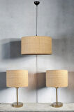 HASIR RATTAN ABAJUR AVİZE 3 LÜ SET