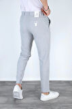 Erkek Açık Gri Italyan Kesim Slim Fit Kaliteli Esnek Likralı Bilek Boy Kumaş Pantolon