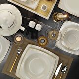Mare 62 Parça 12 Kişilik Modern Kare Porselen Yemek Takımı