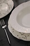 Bone Olympos 56 Parça 12 Kişilik Yemek Takımı Leaves Silver