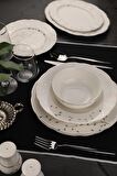 Bone Olympos 56 Parça 12 Kişilik Yemek Takımı Leaves Silver