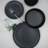 KÜTAHYA PORSELEN CROUTON 24 PARÇA YEMEK TAKIMI SİYAH