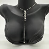 Çelik Silver Taşlı Yıldız Model Y Kolye - Silver