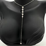 Çelik Silver Taşlı Yıldız Model Y Kolye - Silver