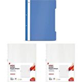 Noki Poşet Dosya 4830XL 2 x 100'lü + Noki Eco Telli Dosya Mavi 50'li