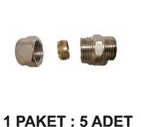 YERDEN ISISTMA PEX  BAĞ REKORU 16x2 ( Nipel - Boru ) 1 adet PAKET 5 LU