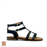 Janestt Kadın Hakik Deri Zımbalı Bodrum Sandalet 265-16222