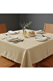 Doğal Ham Bez 4 Kişilik Mutfak Masası Örtüsü 120x150 cm Yıkanabilir Dayanıklı Minimal Tasarım