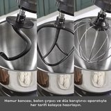 Karaca Multichef Kıyma Çekme /Sucuk-Sosis/İçli Köfte Aparatlı Hamur Yoğurma Makinesi Antrasit 1900W 5,5L