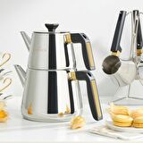 Karaca Çaydanlık Takımı Çelik Pramit Medium Black