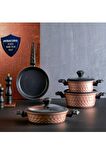Karaca Biodiamond Antibakteriyel Kulp Rose Gold 7 Parça Indüksiyon Tabanlı Tencere Seti