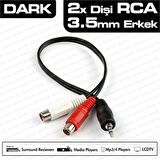 Dark 3.5mm Stereo Erkek - 2 x RCA Dişi (Analog Ses) Dönüştürücü Kablo