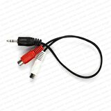 Dark 3.5mm Stereo Erkek - 2 x RCA Dişi (Analog Ses) Dönüştürücü Kablo