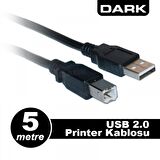 Dark DK-CB-USB2PRNL500 5 Mt USB 2.0 to USB 2.0 Tip B Erkek-Erkek Yazıcı Data Kablosu