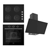 Ferre FLOWART BASIC Serisi Siyah Ankastre Set (CS205 + XE62CS + D077 )