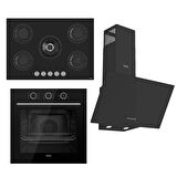 Ferre FLOWART BASIC Serisi Siyah Ankastre Set (RS035 + XE62CS + D086 )
