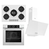 Ferre FLOWART BASIC Serisi Beyaz Ankastre Set (RS036+ XE62CB + D087 )