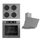 Ferre FLOWART BASIC Serisi Gri Ankastre Set (CS208 + XE62CPR + D065 )