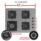 Ferre FLAMEART SC Serisi Gri Set (SC408-WFA + QXE62CPR +D079 ) - 65 cm'lik Kare Döküm Izgara-WOK