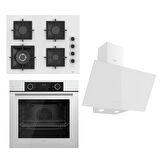 Ferre FLAMEART SC Serisi Beyaz Set (SC406-WFA + XE63CB +D078 ) - 65 cm'lik Kare Döküm Izgara-WOK