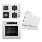 Ferre FLAMEART SC Serisi Beyaz Set (SC406-WFA + XE63CB +D081 ) - 65 cm'lik Kare Döküm Izgara-WOK