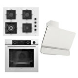 Ferre FLAMEART SC Serisi Beyaz Set (SC406-WFA + XE64CB +D081 ) - 65 cm'lik Kare Döküm Izgara-WOK