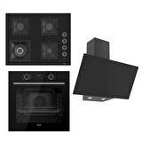 Ferre FLAMEART SC Serisi Siyah Set (SC405-WFA + XE63CS +D077 ) - 65 cm'lik Kare Döküm Izgara-WOK