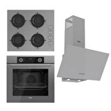 Ferre FRYART SS Serisi Gri Set (CS208 + XE63CPR +D088 ) - Emaye Izgara