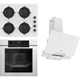 Ferre Steamart-Fryart-Sılentart Serisi Beyaz Set (CS206-FA + QEP64CB +D064-SA ) - Emaye Izgara