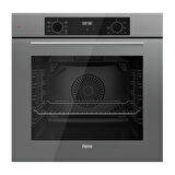 Ferre FLOWART-SILENTART Serisi Gri Set (SS038 + QBL63CPR +D079-SA) - Emaye Izgara / 75 cm Ocak