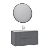Orka Moonlight 90 Cm Banyo Dolabı Takımı Mat Gri