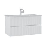 Orka Moonlight 90 Cm Banyo Alt Dolabı Lavabo Dahil Mat Beyaz