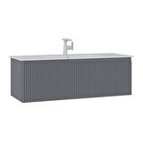 Orka Moonlight 120 Cm Tek Çekmeceli  Banyo Alt Dolabı Lavabo Dahil Mat Gri