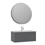 Orka Moonlight 90 Cm Tek Çekmeceli Takım+Lavabo Mat Gri