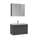 Orka Side 85 Cm Banyo Dolabı Takımı Kapakli Mat Antrasit