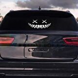 Craftidea® Monster Pencere Far Oto Beyaz Tuning Sticker 20x30 cm Folyo Etiket Oto Sticker Araba Laptop Sticker