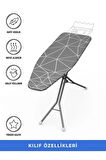 Ütü Masası Kılıfı Örtüsü Bezi Geometrik Desenli İnce Süngerli Ayarlanabilir 45x135 cm