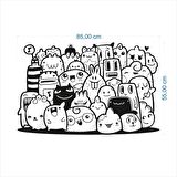 Craftidea® Hipster Çılgın Doodle Canavar Grubu Oto Araç Sticker 55 cm Folyo Etiket