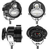 Led Spot Işık ve Beyaz Projektör Lens Yuvarlak Çift Gözlü Led Off Road Lamba Motosiklet ve İş Makinesi Projektörü 12V-85V