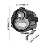 Led Spot Işık ve Beyaz Projektör Lens Yuvarlak Çift Gözlü Led Off Road Lamba Motosiklet ve İş Makinesi Projektörü 12V-85V