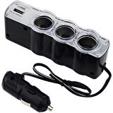 Kablolu 12V Çakmaklık Çoğaltıcı ve 5V Usb Soket Çoğaltıcı PMX-1233