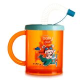 baby plus 210 cc Turuncu Desenli ve Pipetli Bebek Bardak