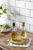 Renga Kibele Desenli 250 ml Siyah Kapaklı Cam Yağlık 152043