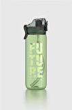 Renga Trego Sport Yazı Desenli 630 ml Pipetli Tritan Matara 912170 Yeşil