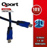 QPORT Q-HDMI10 10M HDMI KABLO,ALTIN UÇLU 1,4V ÖRGÜLÜ 10 METRE HDMI KABLO