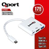 QPORT Q-TH03 TYPE C=>HDMI 4K+USB3.0+TYPE C(F) 4K Ç (Q-TH03)