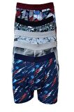 5li Erkek Boxer Desenli Likralı Pamuklu İç Çamaşırı  